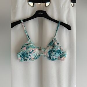Turquoise marble print bikini top
